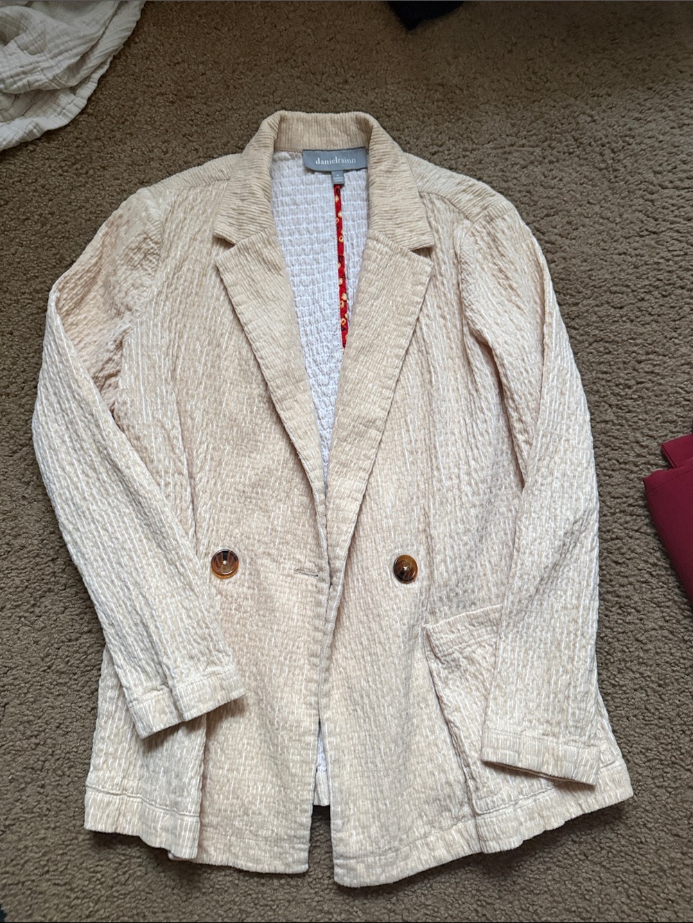 Daniel Rainn Cream Textured Double-Button Blazer
